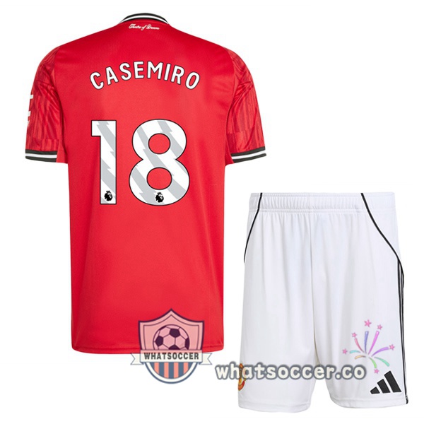 Manchester United (CASEMIRO 18) Kids Home Soccer Jerseys Red 2025-2026
