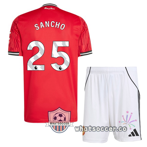 Manchester United (SANCHO 25) Kids Home Soccer Jerseys Red 2025-2026