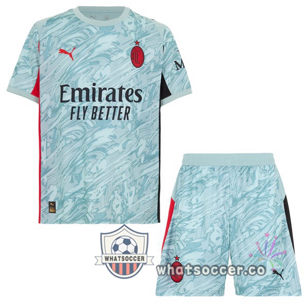 AC Milan Kids Goalkeeper Soccer Jerseys Blue 2025-2026