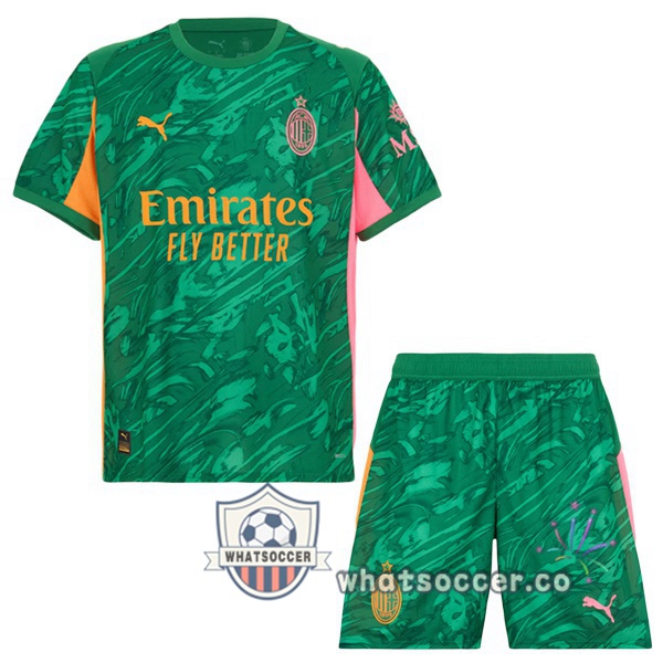 AC Milan Kids Goalkeeper Soccer Jerseys Green 2025-2026