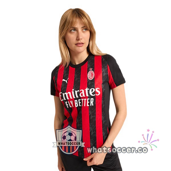 AC Milan Women Home Soccer Jerseys Red Black 2025-2026
