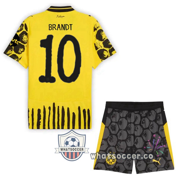 Dortmund BVB Club World Cup (Brandt 10) Kids Home Soccer Jerseys Yellow Black 2025-2026
