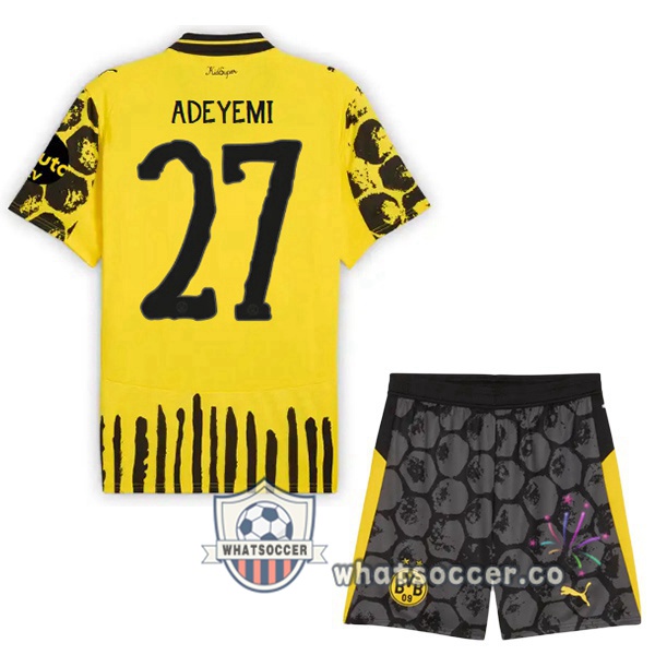Dortmund BVB Club World Cup (Adeyemi 27) Kids Home Soccer Jerseys Yellow Black 2025-2026
