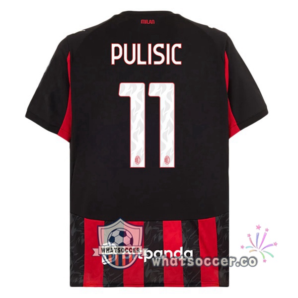 AC Milan (Pulisic 11) Home Soccer Jerseys Red Black 2025-2026
