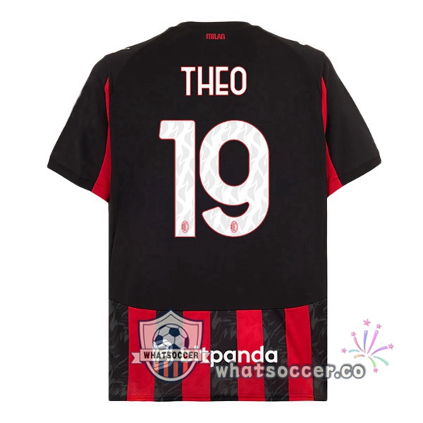 AC Milan (THEO 19) Home Soccer Jerseys Red Black 2025-2026