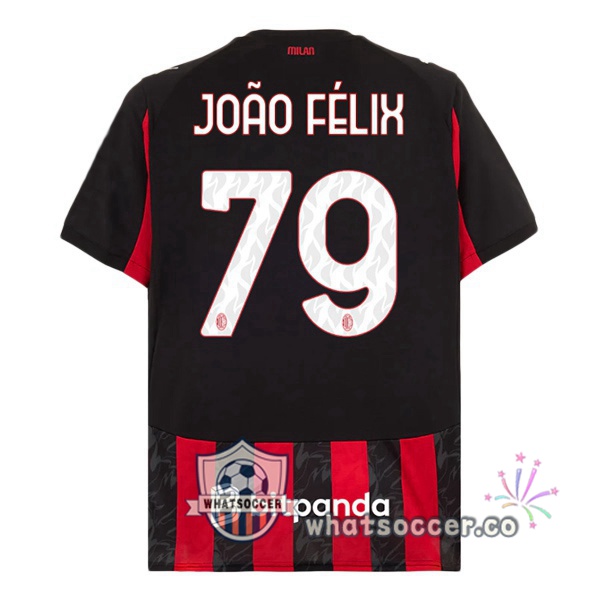 AC Milan (João Félix 79) Home Soccer Jerseys Red Black 2025-2026