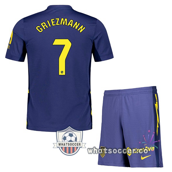Atletico Madrid (GRIEZMANN 7) Kids Away Soccer Jerseys Blue Royal 2025-2026