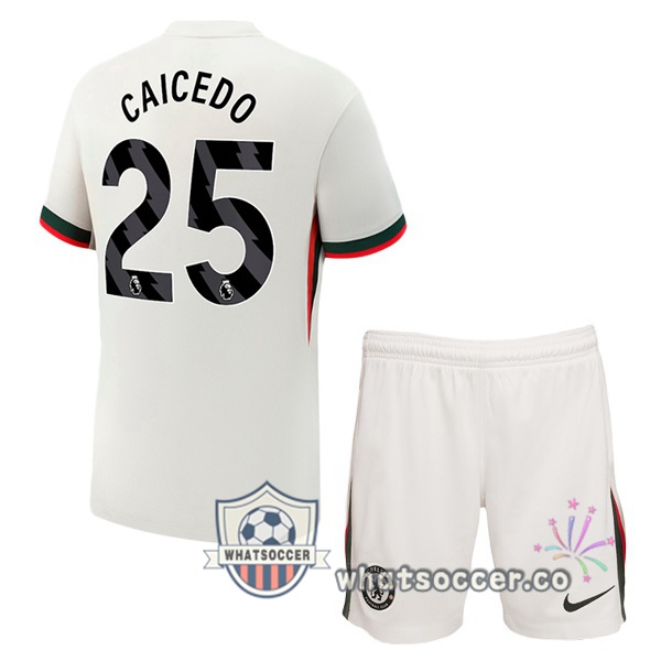 FC Chelsea (Caicedo 25) Kids Away Soccer Jerseys White 2025-2026