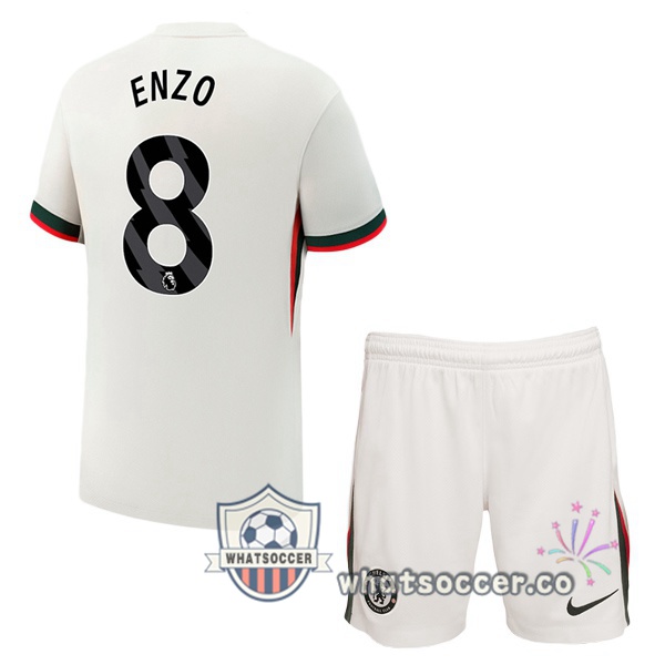 FC Chelsea (Enzo 8) Kids Away Soccer Jerseys White 2025-2026