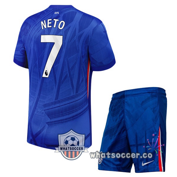 FC Chelsea (Neto 7) Kids Home Soccer Jerseys Blue 2025-2026