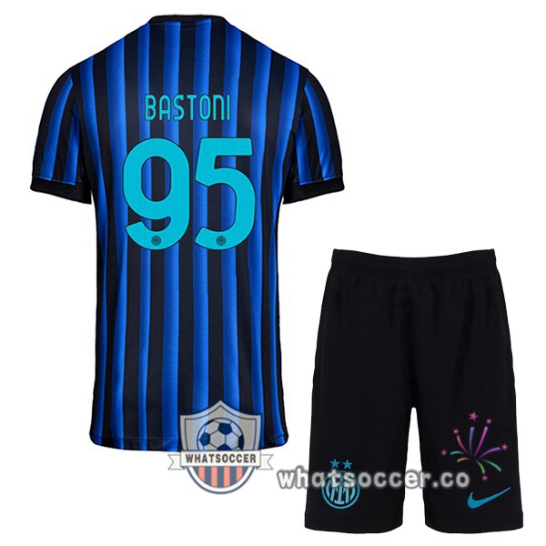 Inter Milan (BASTONI 95) Kids Home Soccer Jerseys Blue Black 2025-2026