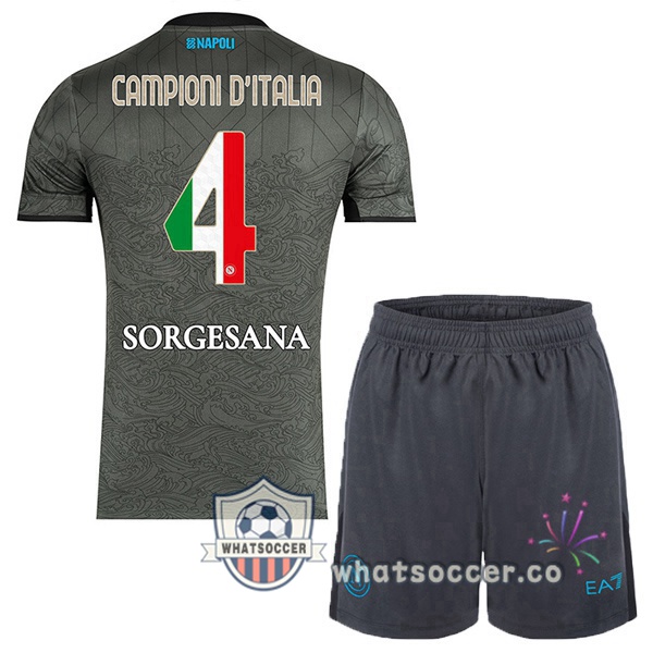 SSC Napoli Campioni D'Italia Kids Third Soccer Jerseys Gray 2024-2025