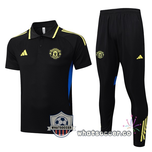 Training Polo Manchester United + Pants Black 2025-2026