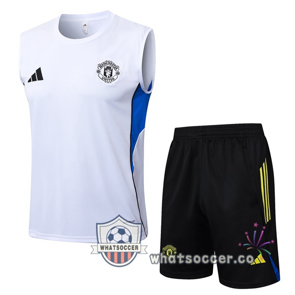 Manchester United Soccer Vest + Shorts White 2025-2026