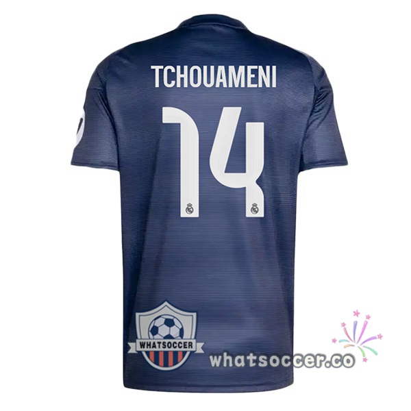 Real Madrid (Tchouameni 14) Away Soccer Jerseys Blue Royal 2025-2026
