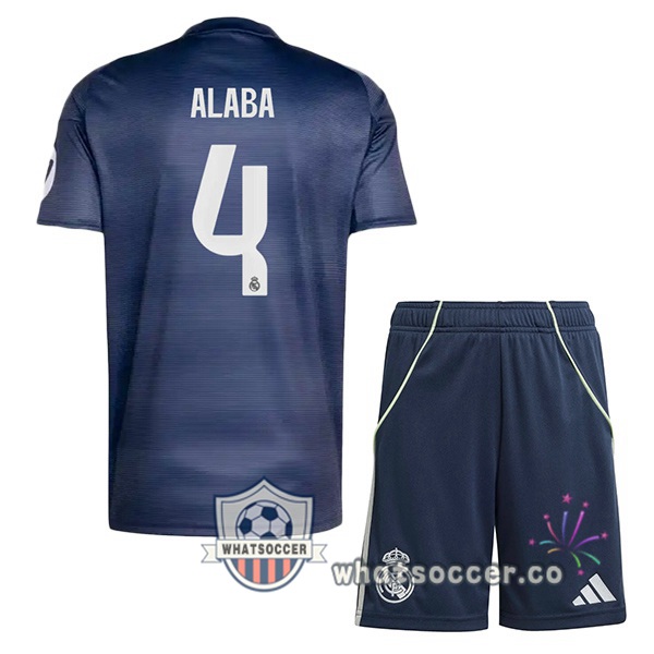 Real Madrid (Alaba 4) Kids Away Soccer Jerseys Blue Royal 2025-2026