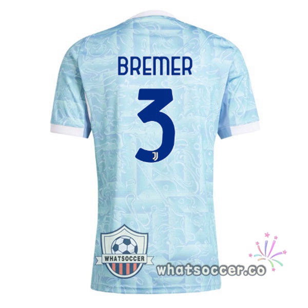Juventus (BREMER 3) Away Soccer Jerseys Blue White 2025-2026