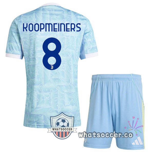 Juventus (KOOPMEINERS 8) Kids Away Soccer Jerseys Blue White 2025-2026