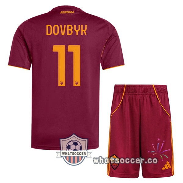 AS Roma (DOVBYK 11) Kids Home Soccer Jerseys Red 2025-2026