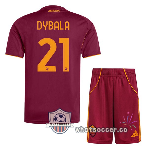 AS Roma (DYBALA 21) Kids Home Soccer Jerseys Red 2025-2026