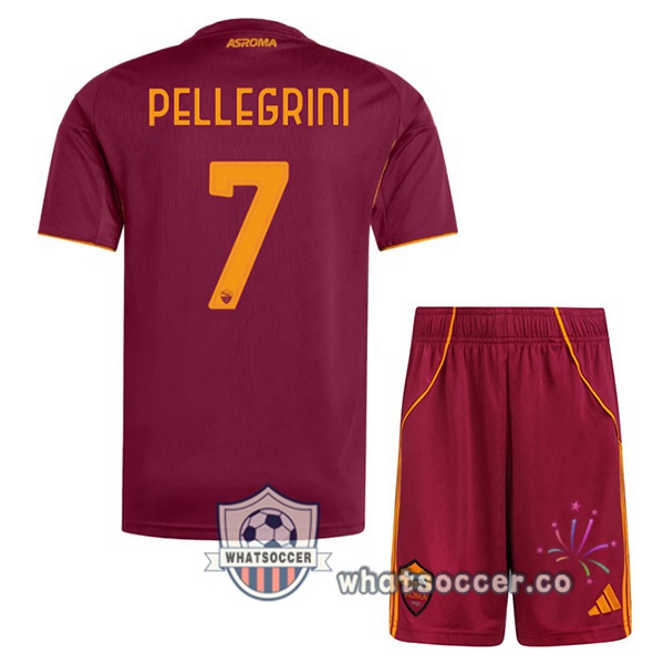 AS Roma (PELLEGRINI 7) Kids Home Soccer Jerseys Red 2025-2026