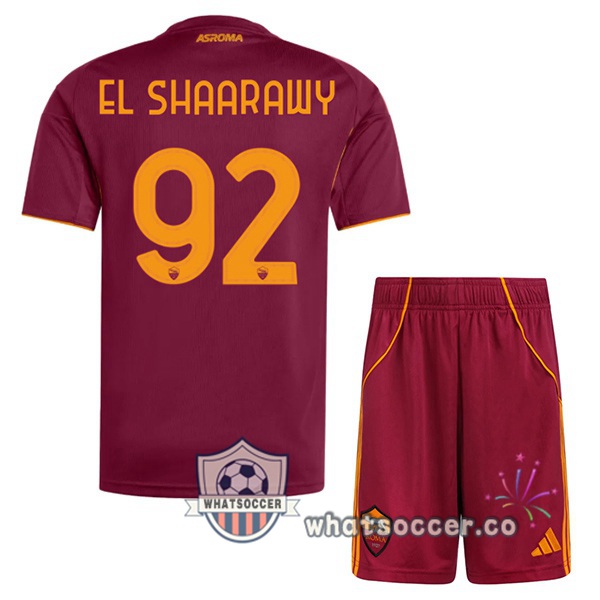 AS Roma (EL SHAARAWY 92) Kids Home Soccer Jerseys Red 2025-2026