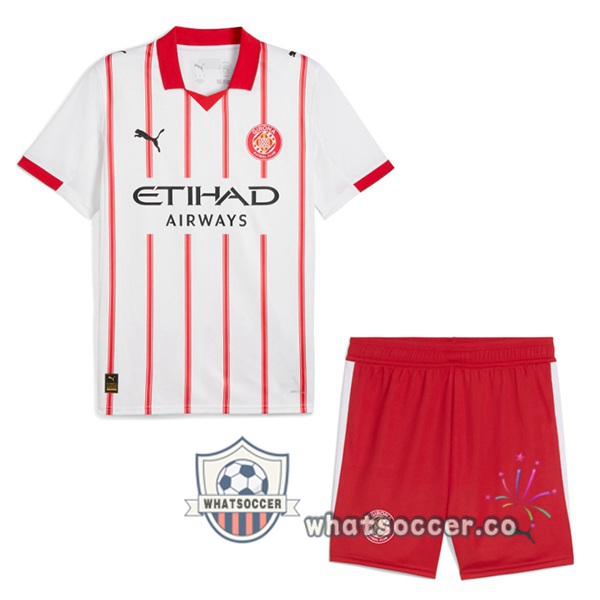 Girona Kids Home Soccer Jerseys Red White 2025-2026