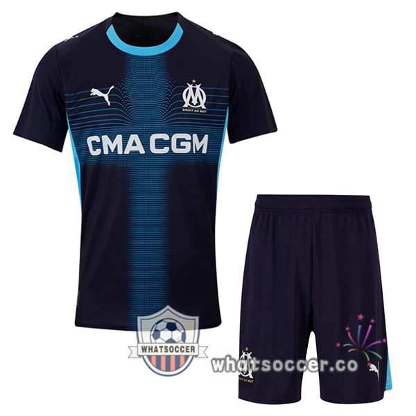 Olympique de Marseille Kids Away Soccer Jerseys Blue Royal 2025-2026
