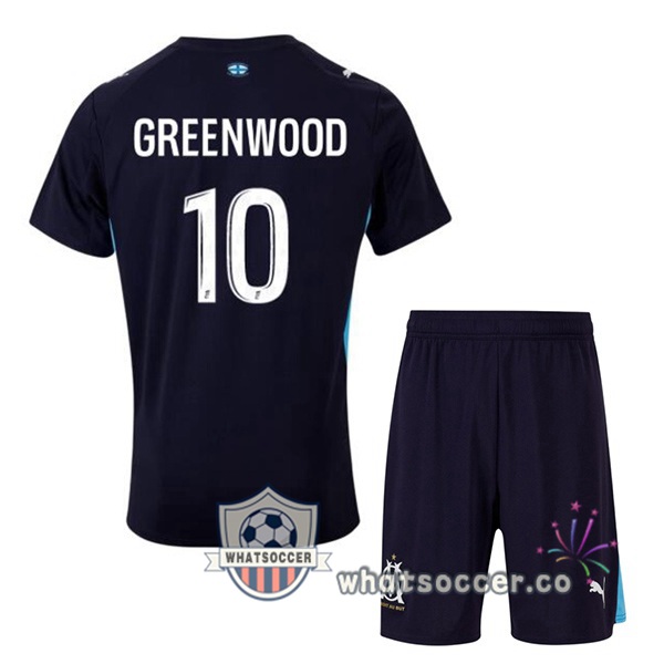 Olympique de Marseille (GREENWOOD 10) Kids Away Soccer Jerseys Blue Royal 2025-2026
