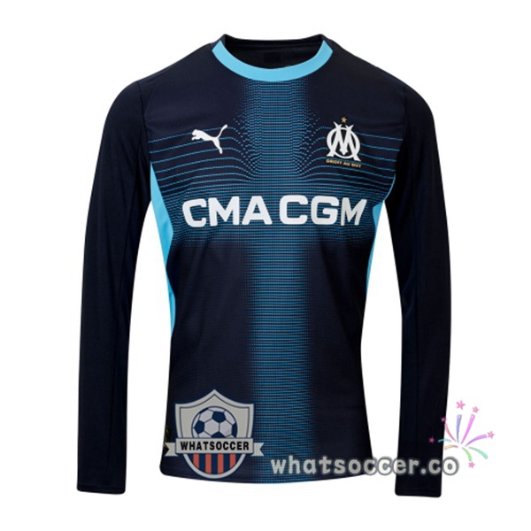 Olympique de Marseille Away Soccer Jerseys Long Sleeve Blue Royal 2025-2026
