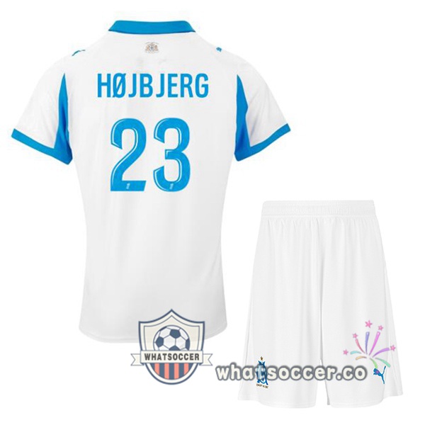 Olympique de Marseille (HØJBJERG 23) Kids Home Soccer Jerseys White 2025-2026