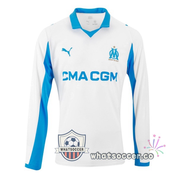 Olympique de Marseille Home Soccer Jerseys Long Sleeve White 2025-2026