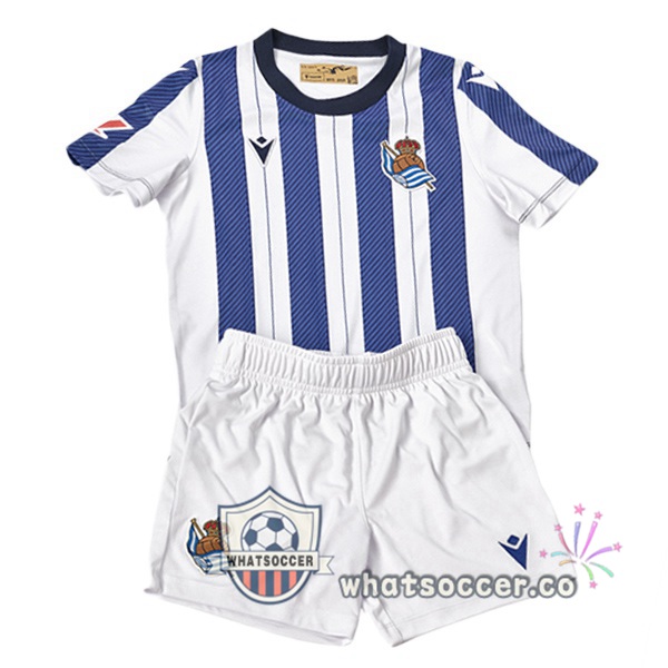 Real Sociedad Kids Home Soccer Jerseys Blue White 2025-2026