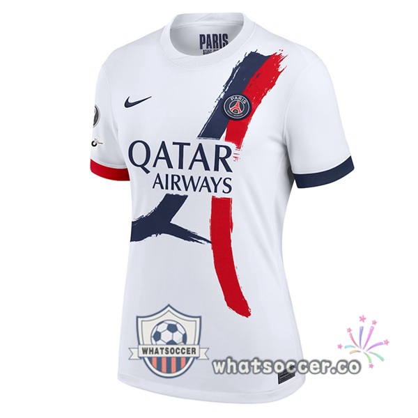 Paris PSG Women Away Soccer Jerseys White 2025-2026