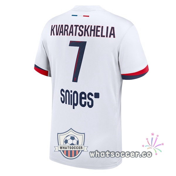 Paris PSG (Kvaratskhelia 7) Away Soccer Jerseys White 2025-2026
