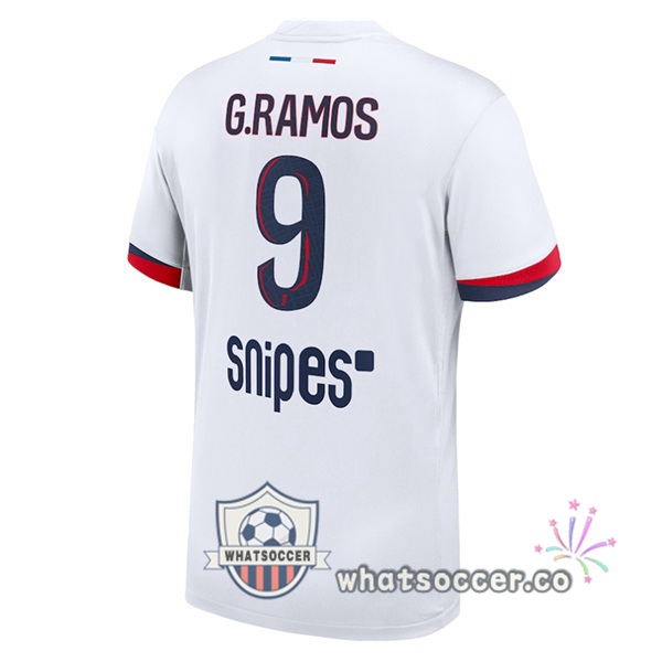 Paris PSG (G. Ramos 9) Away Soccer Jerseys White 2025-2026
