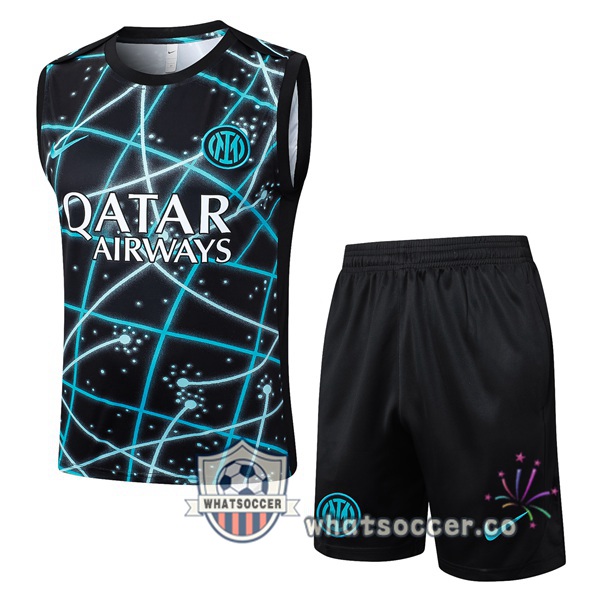 Inter Milan Soccer Vest + Shorts Black Blue 2025-2026