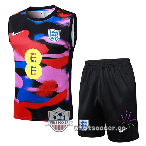 England Soccer Vest + Shorts Red Black Blue 2025-2026
