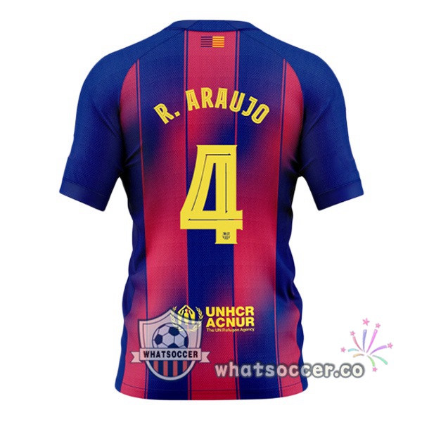 FC Barcelona (R. ARAUJO 4) Home Soccer Jerseys Blue Red 2025-2026