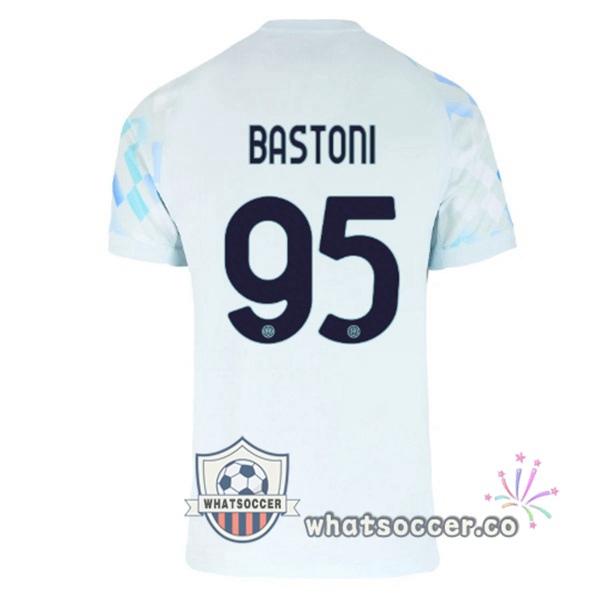 Inter Milan (BASTONI 95) Away Soccer Jerseys White Blue 2025-2026