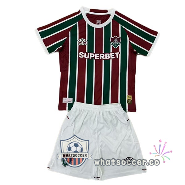 Fluminense Kids Home Soccer Jerseys Red Green 2025-2026