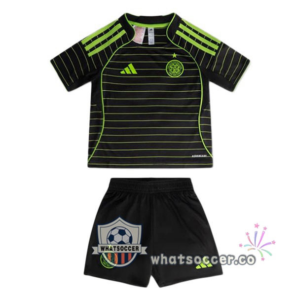 Celtic FC Kids Away Soccer Jerseys Black Green 2025-2026