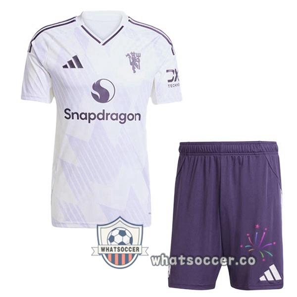 Manchester United Kids Away Soccer Jerseys White 2025-2026