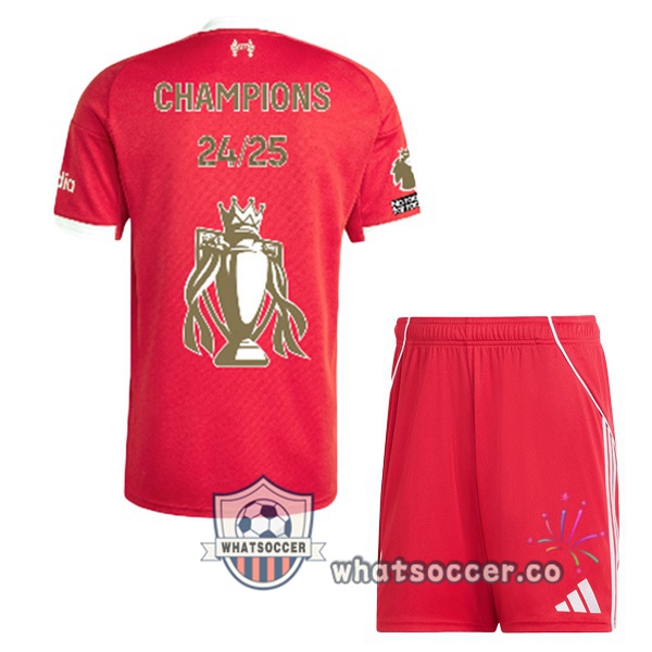 FC Liverpool Kids Champions Special Edition Soccer Jerseys Home Soccer Jerseys Red 2025-2026