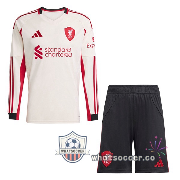 FC Liverpool Kids Away Soccer Jerseys Long Sleeve Yellow 2025-2026