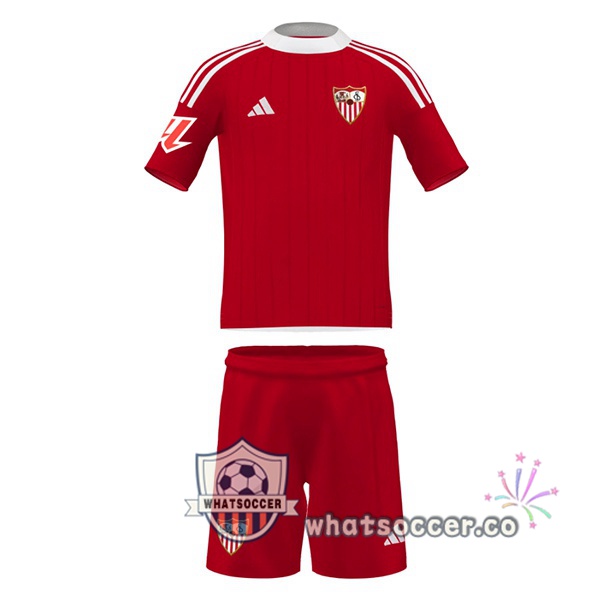 Sevilla FC Kids Away Soccer Jerseys Red 2025-2026