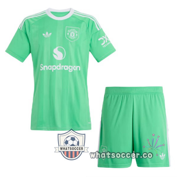 Manchester United Kids Goalkeeper Soccer Jerseys Green 2025-2026
