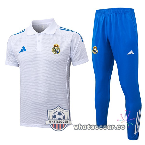 Training Polo Real Madrid + Pants White 2025-2026