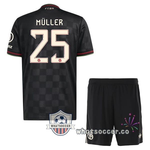 Bayern Munich (Müller 25) Kids Third Soccer Jerseys Black 2025-2026