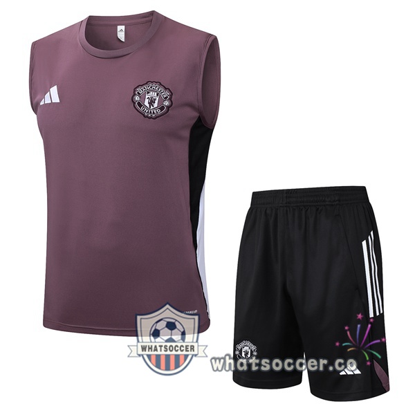 Manchester United Soccer Vest + Shorts Purple 2025-2026